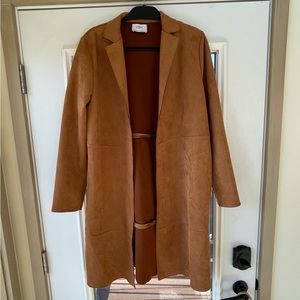 zara basic faux suede jacket in camel